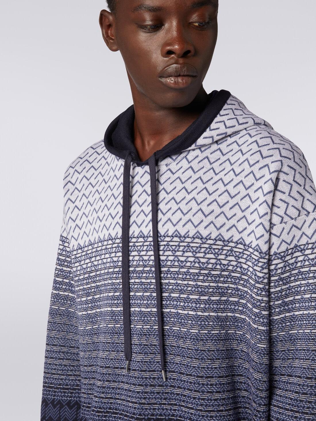 Hooded wool and cotton sweatshirt Blue | Missoni Product Image