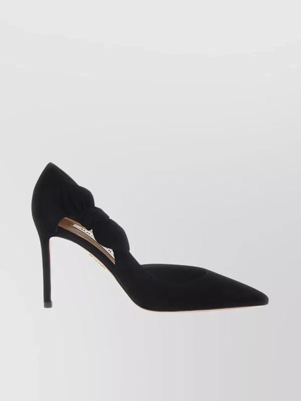 Black Pumps With Bow Detail In Suede Woman product image