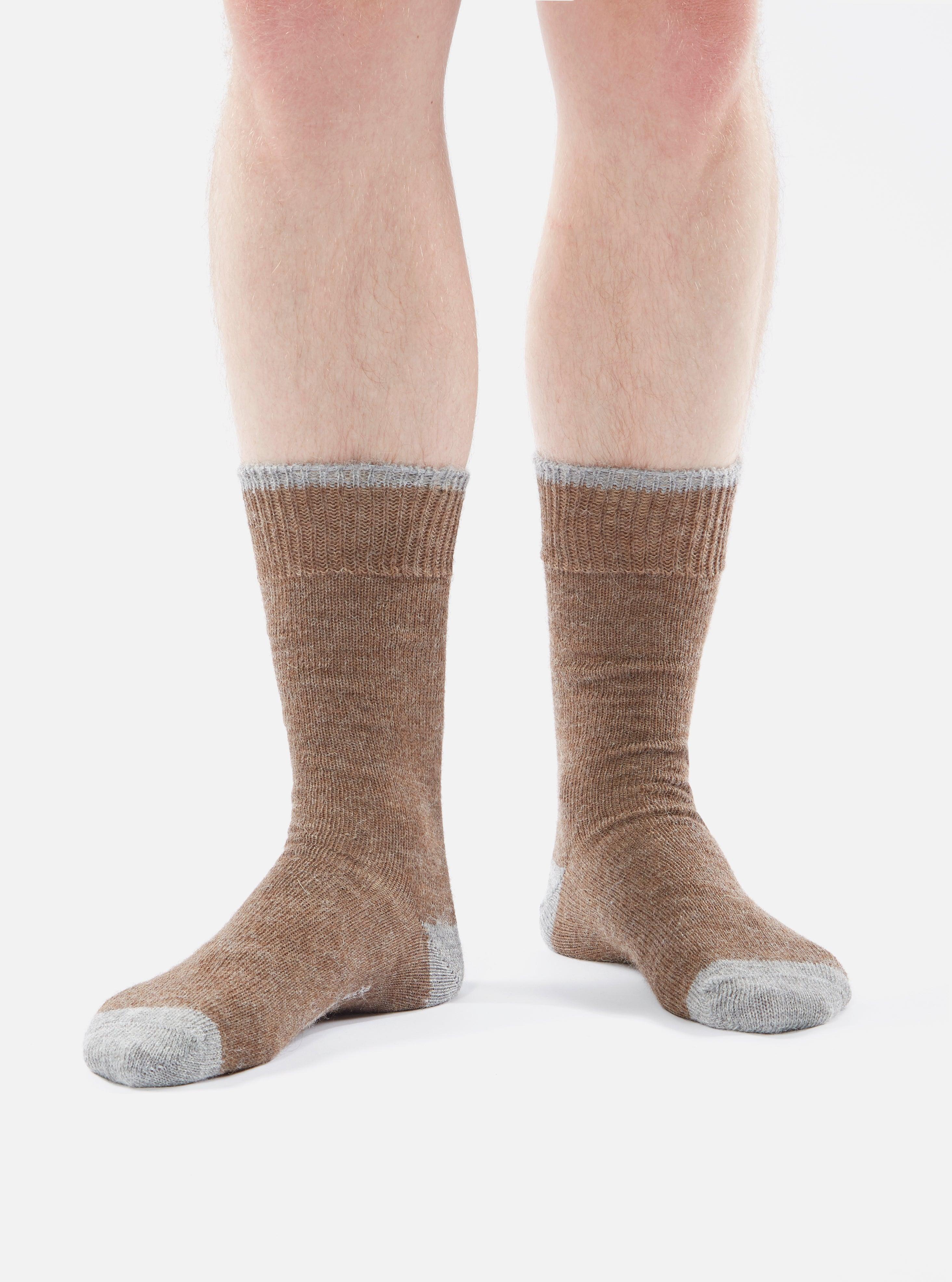 Universal Works Alpaca Sock In Brown Alpaca Wool Product Image