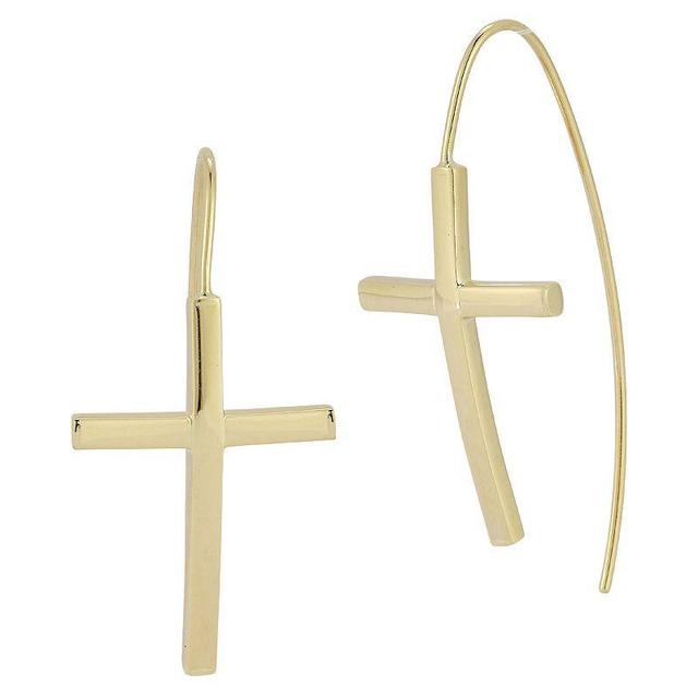 LUMINOR GOLD 14k Gold Cross Threader Earrings, Womens Product Image