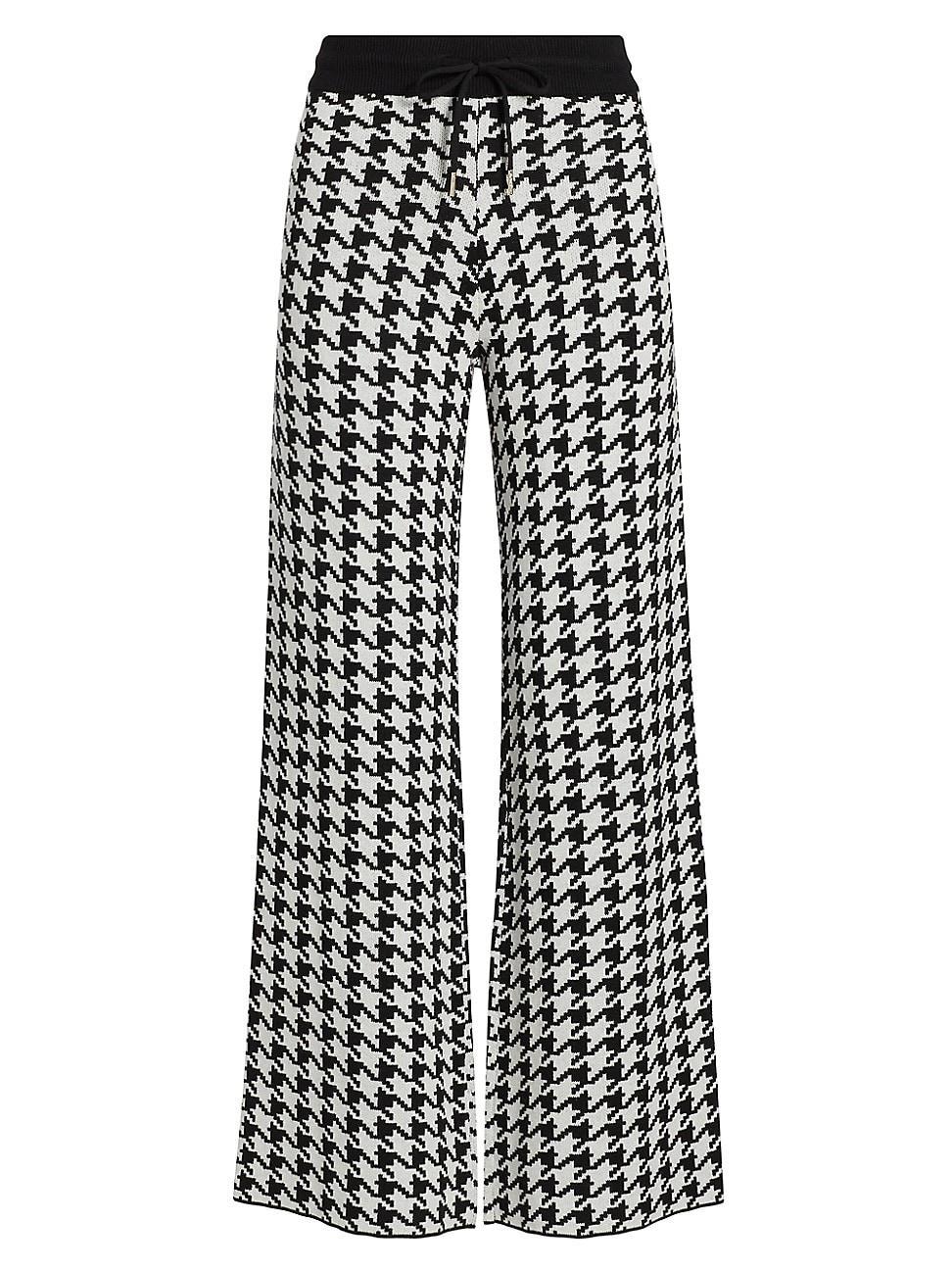 Womens Houndstooth High-Rise Straight-Leg Pants Product Image