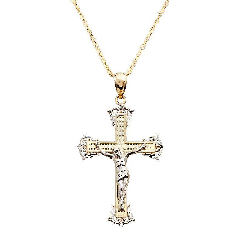 10k Two-tone Gold Crucifix Pendant, Womens Product Image