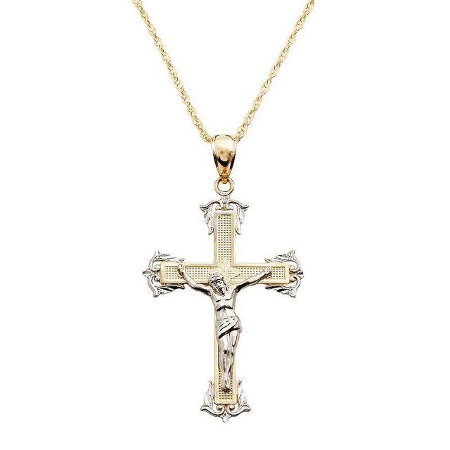 10k Two-tone Gold Crucifix Pendant, Womens Product Image