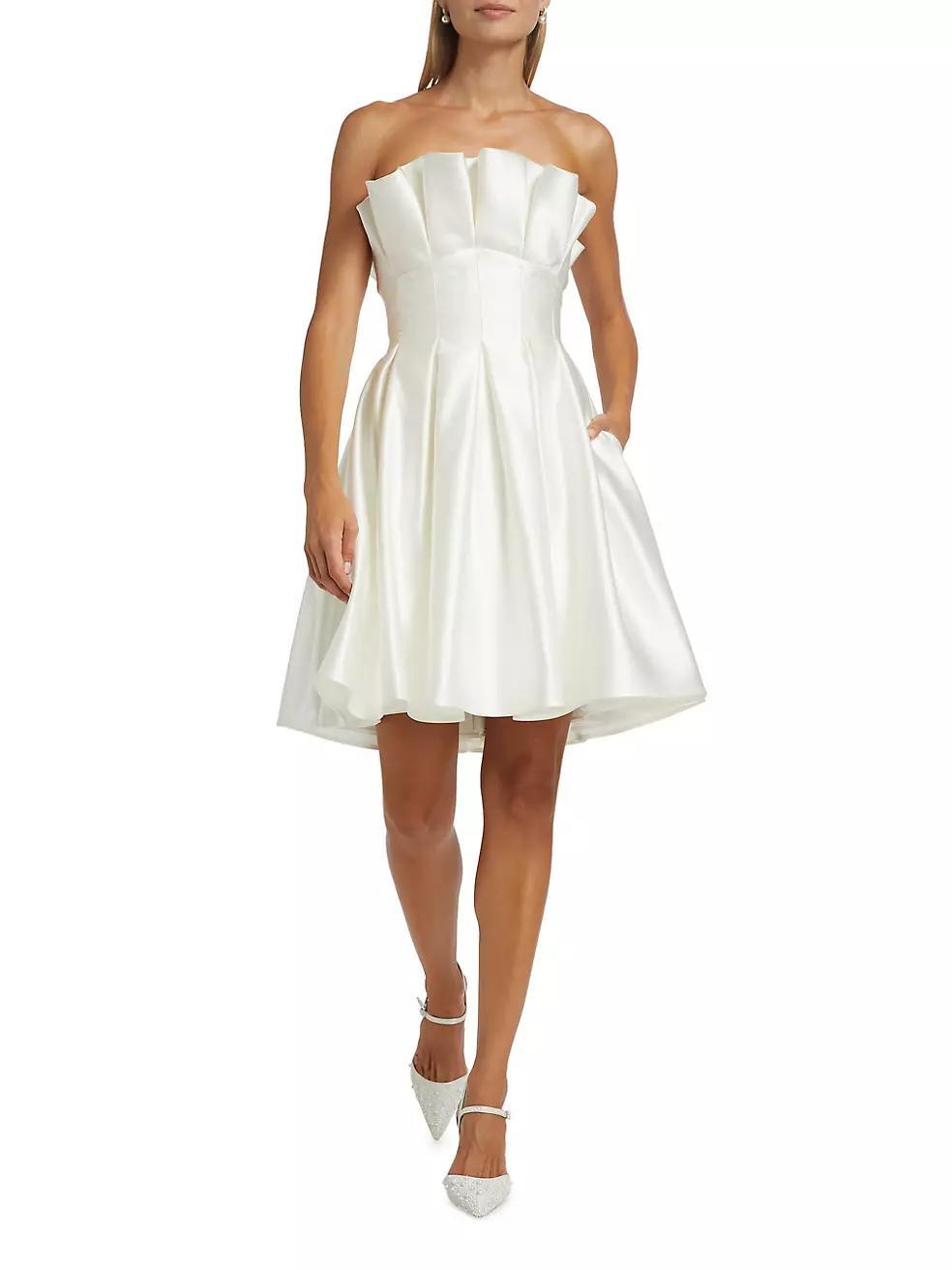 Pleated Satin Strapless Minidress Product Image