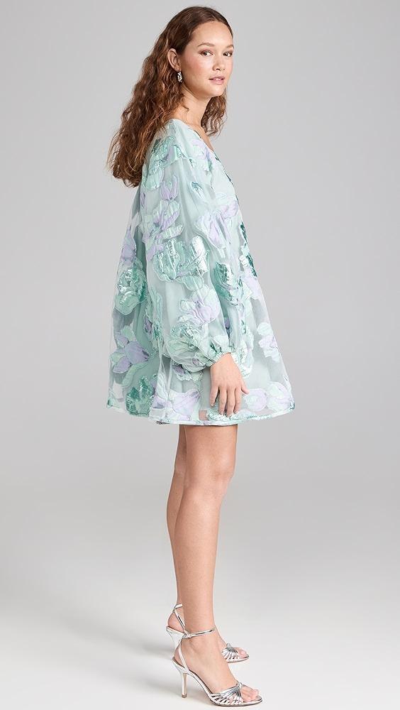 Arianne Elmy Sky Blue Magnolia Floral Organza Good Luck Dress | Shopbop Product Image