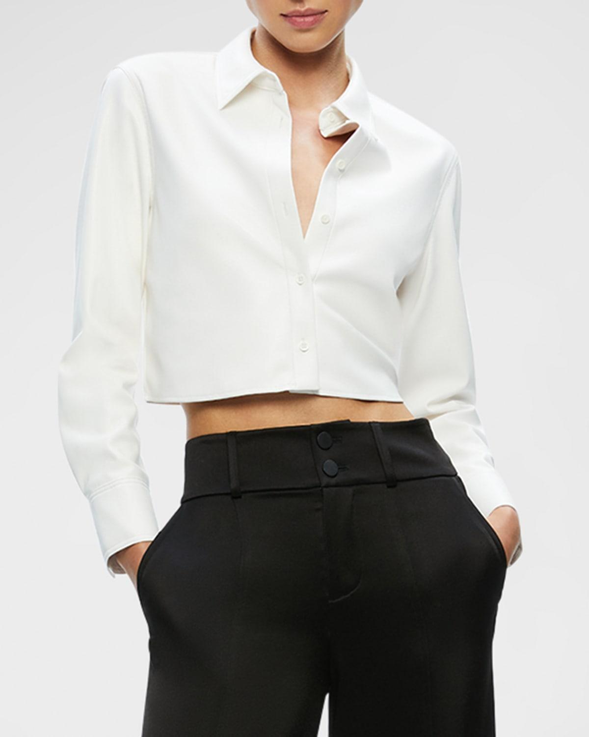 Womens Leon Vegan Leather Crop Shirt Product Image