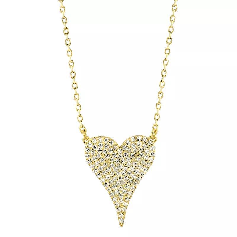 Sunkissed Sterling Cubic Zirconia Pave Heart Necklace, Womens Gold Tone Product Image