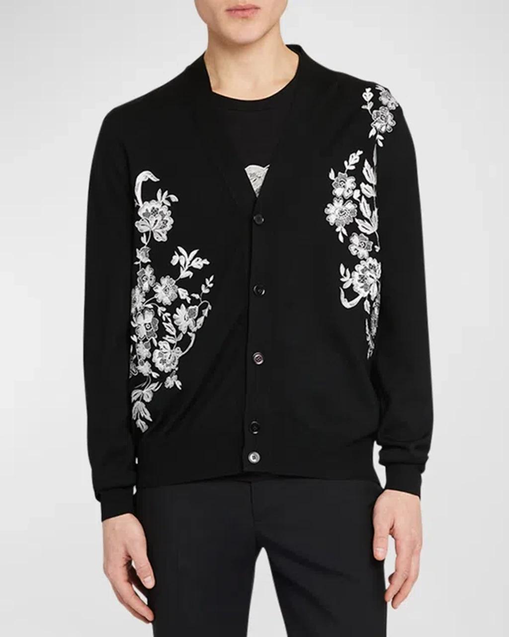 Mens Floral Lace Cardigan Product Image