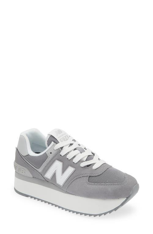 New Balance Womens 574 Stacked - Running Shoes Grey/White product image