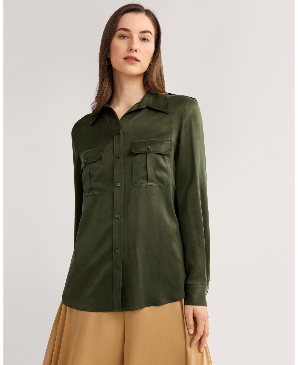 Lilysilk Womens Sandwashed Silk Shirt With Epaulettes Product Image