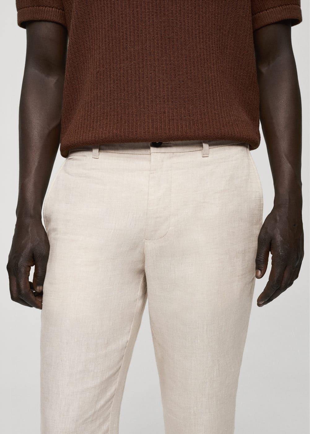 MANGO MAN - Slim-fit 100% linen pants ecruMen Product Image