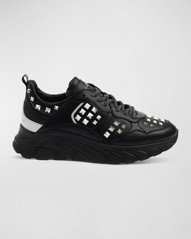 Mens Studded Leather Chunky Sneakers Product Image