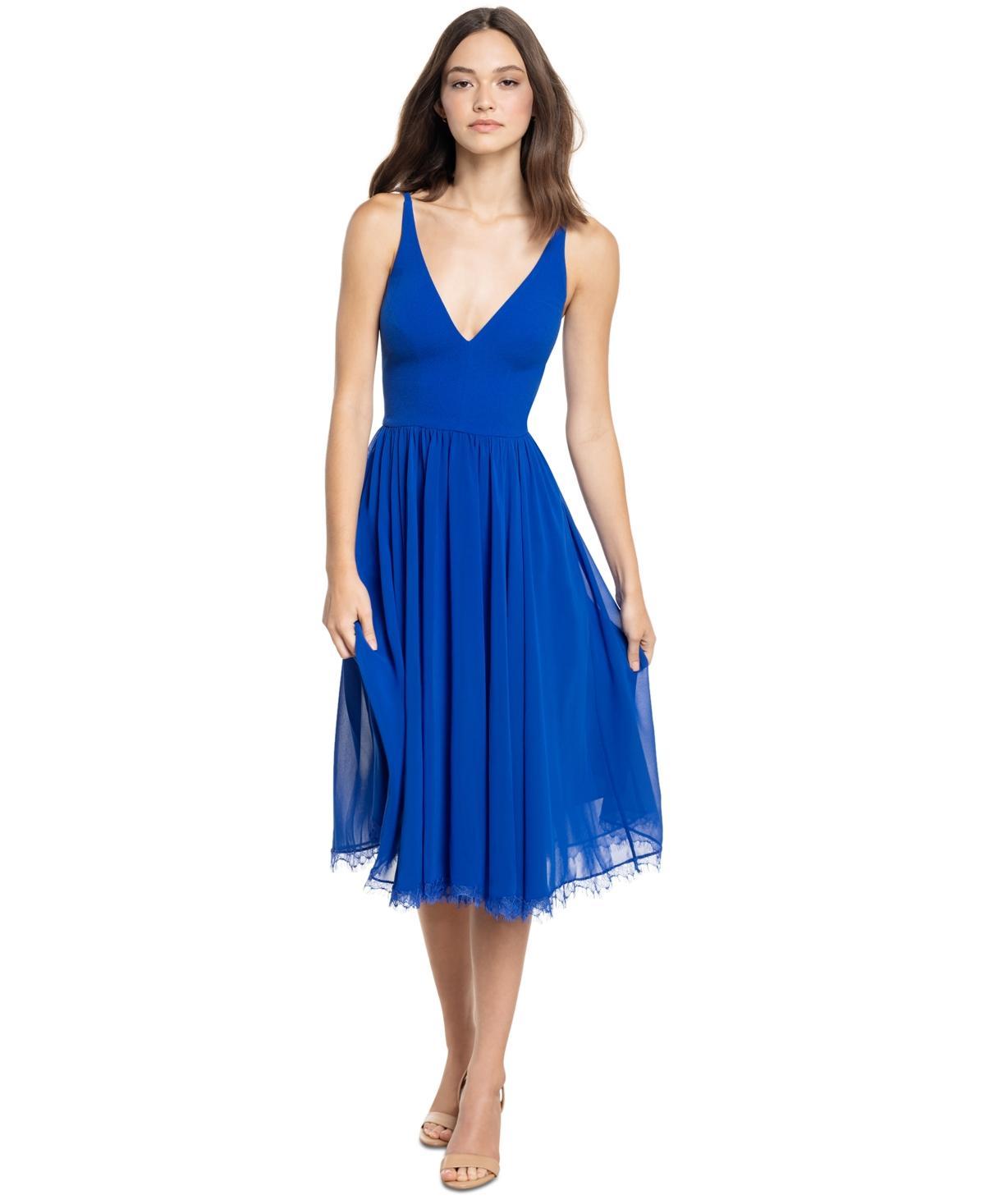 Dress the Population Alicia Mixed Media Midi Dress Product Image