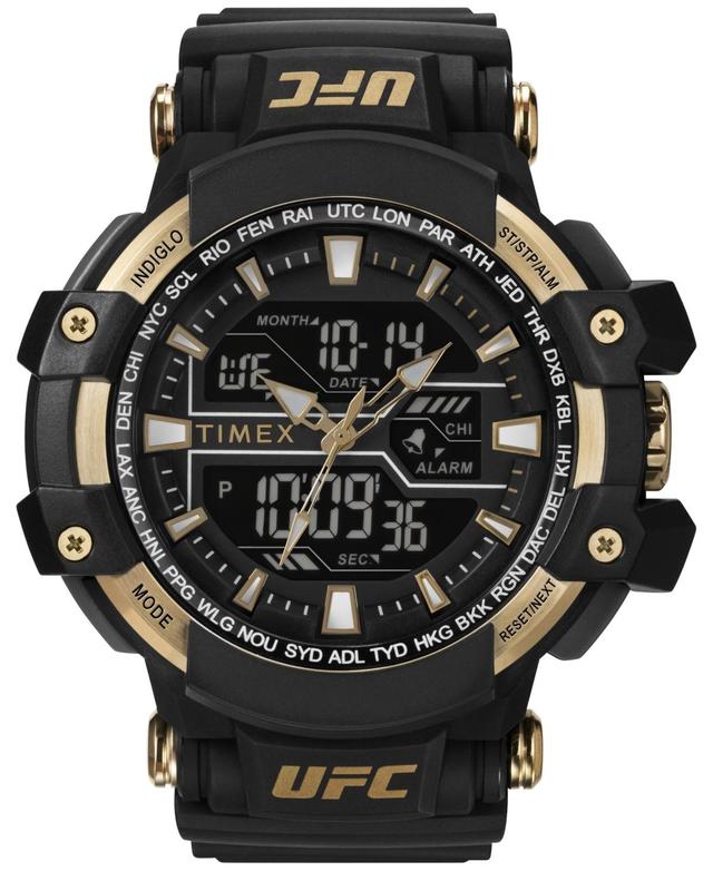 Timex Ufc Mens Combat Analog-Digital Black Resin Watch, 53mm - Black Product Image