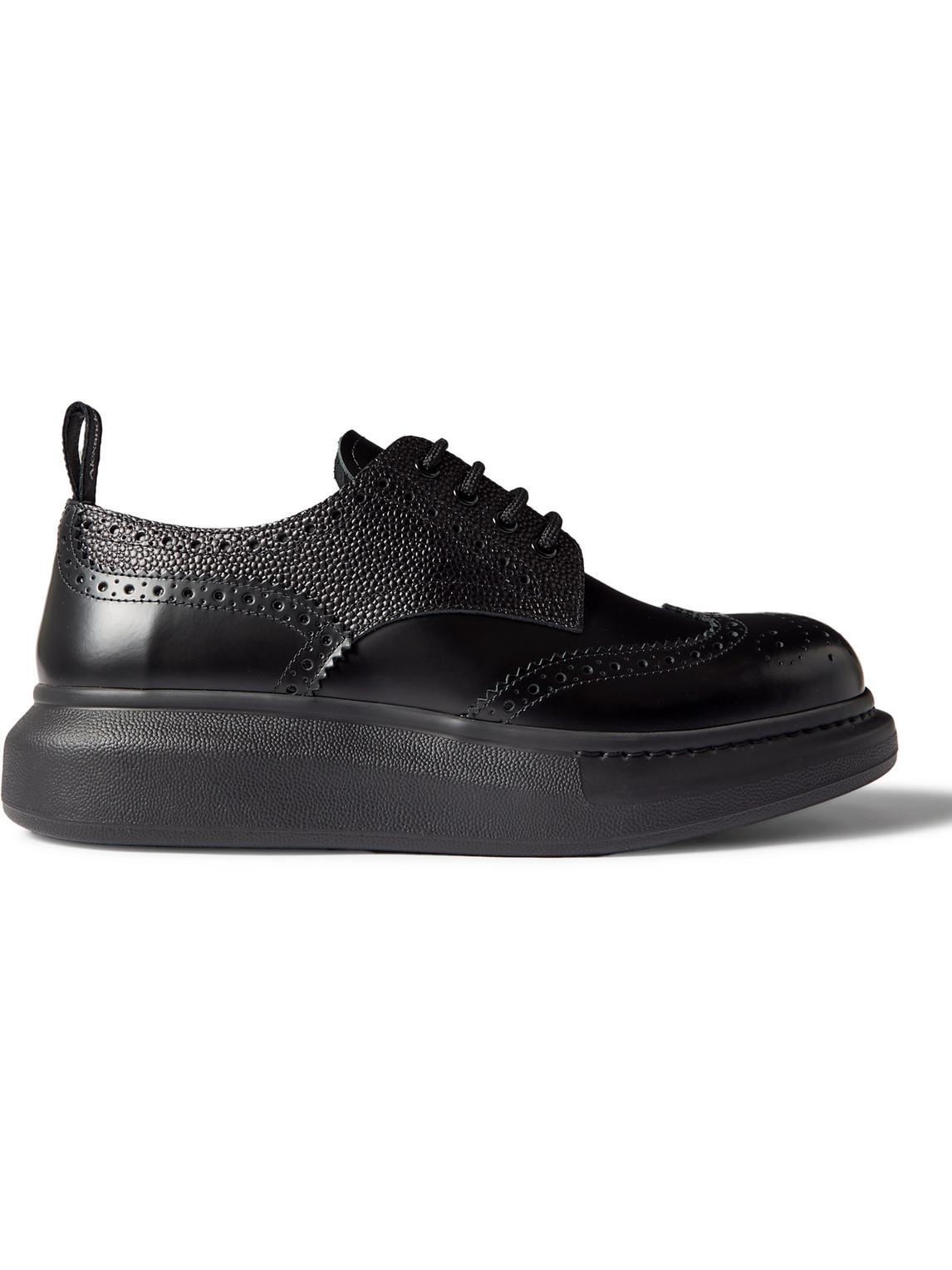 Exaggerated-sole Leather Brogues In Black Product Image