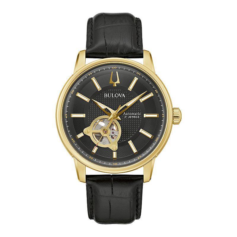 Bulova Mens Automatic Black Strap Watch - 97A166 Product Image