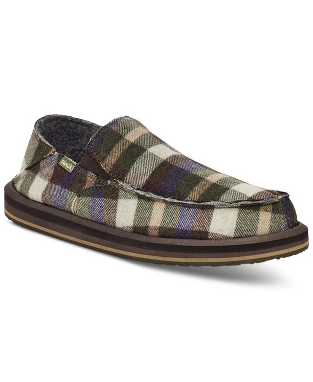 Sanuk Mens Sidewalk Surfer St Plaid Chill Fleece-Lined Slippers Product Image