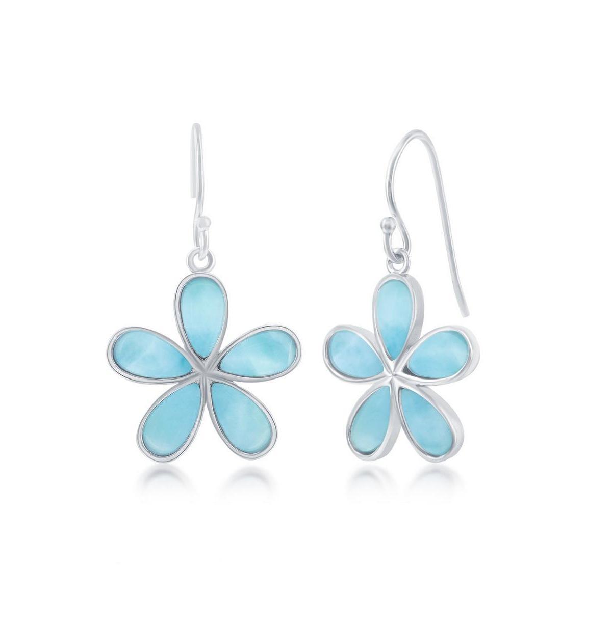 Sterling Silver Daisy Flower Larimar Earrings Product Image