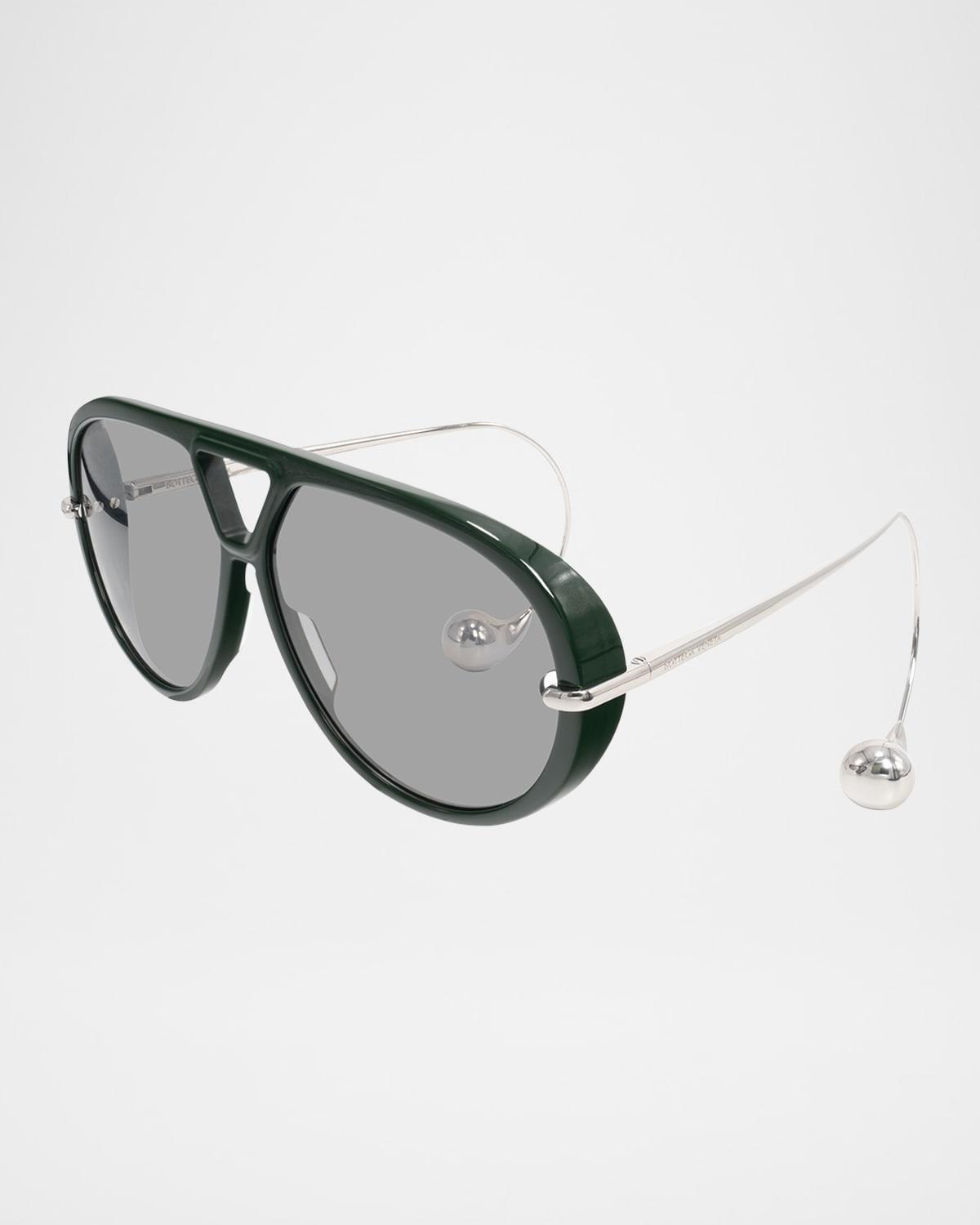 Geometric Acetate & Metal Alloy Aviator Sunglasses Product Image