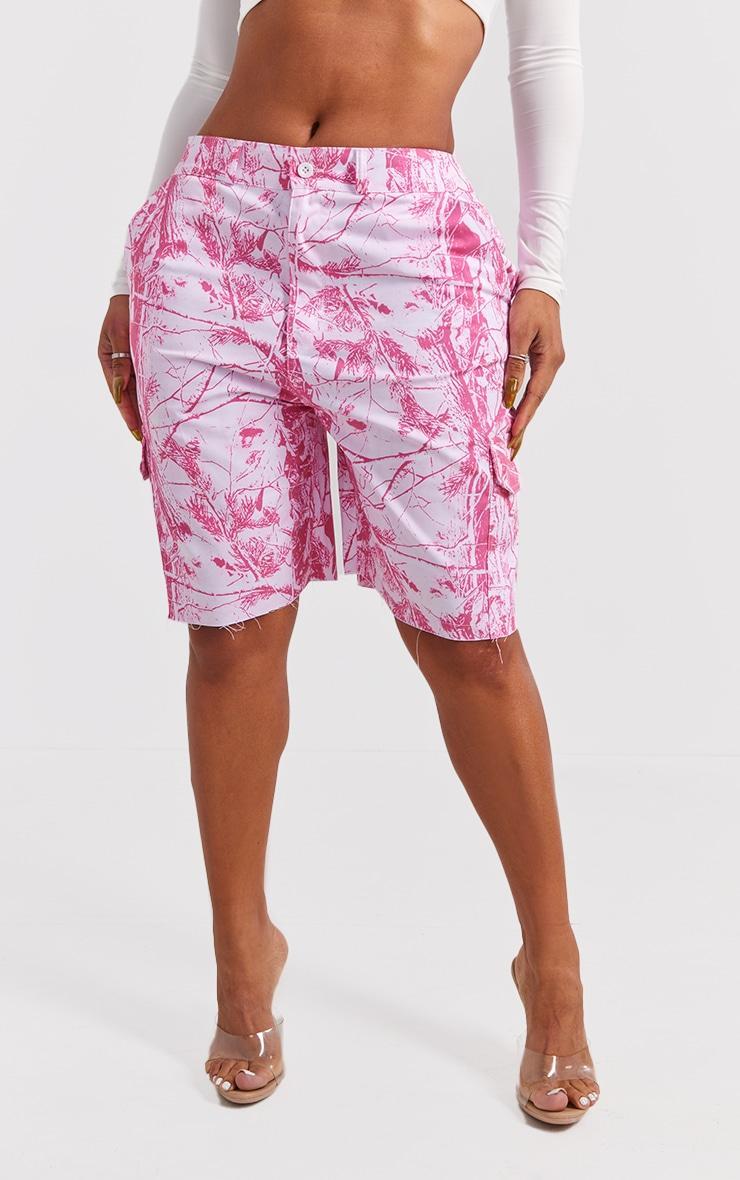 Shape Bright Pink Camo Longline Shorts Product Image