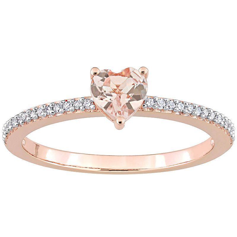 Stella Grace 10k Rose Gold Morganite & Diamond Accent Heart Promise Ring, Womens Pink Product Image