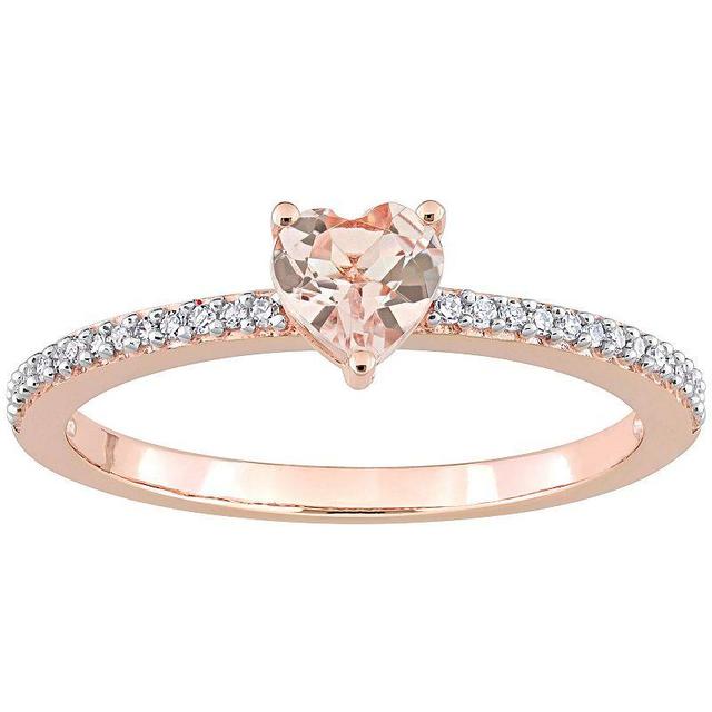 Stella Grace 10k Rose Gold Morganite & Diamond Accent Heart Promise Ring, Womens Pink Product Image