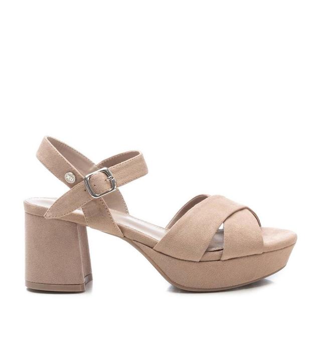 Womens Suede Cross Strap Sandals By Xti, 14116304 Beige Product Image