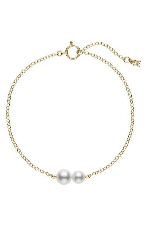 Womens 18K Yellow Gold & 5-6MM Akoya Pearl Station Bracelet Product Image