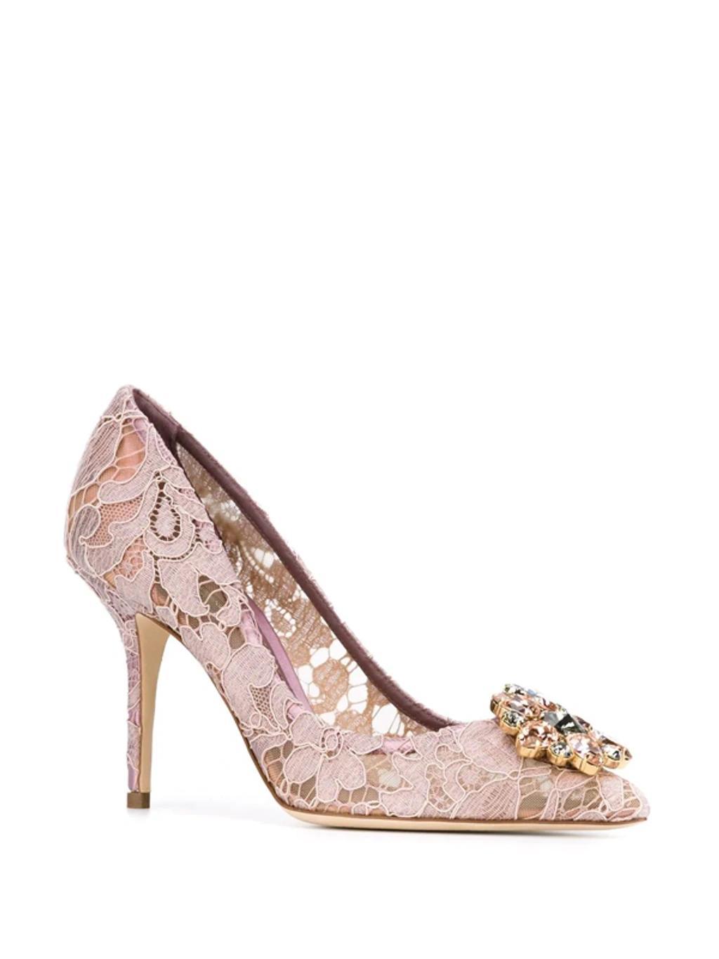 DOLCE & GABBANA Belluci Taormina Lace Pumps In Blush Product Image