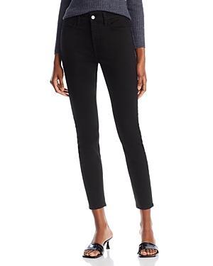 Jen 7 Cotton Blend High Rise Skinny Ankle Jeans in Classic Black Noir Product Image