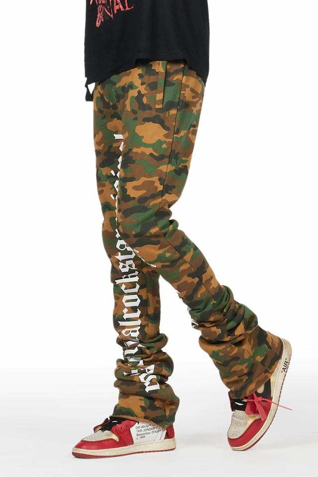 Callie Faded Camo Super Stacked Flare Pants Male Product Image