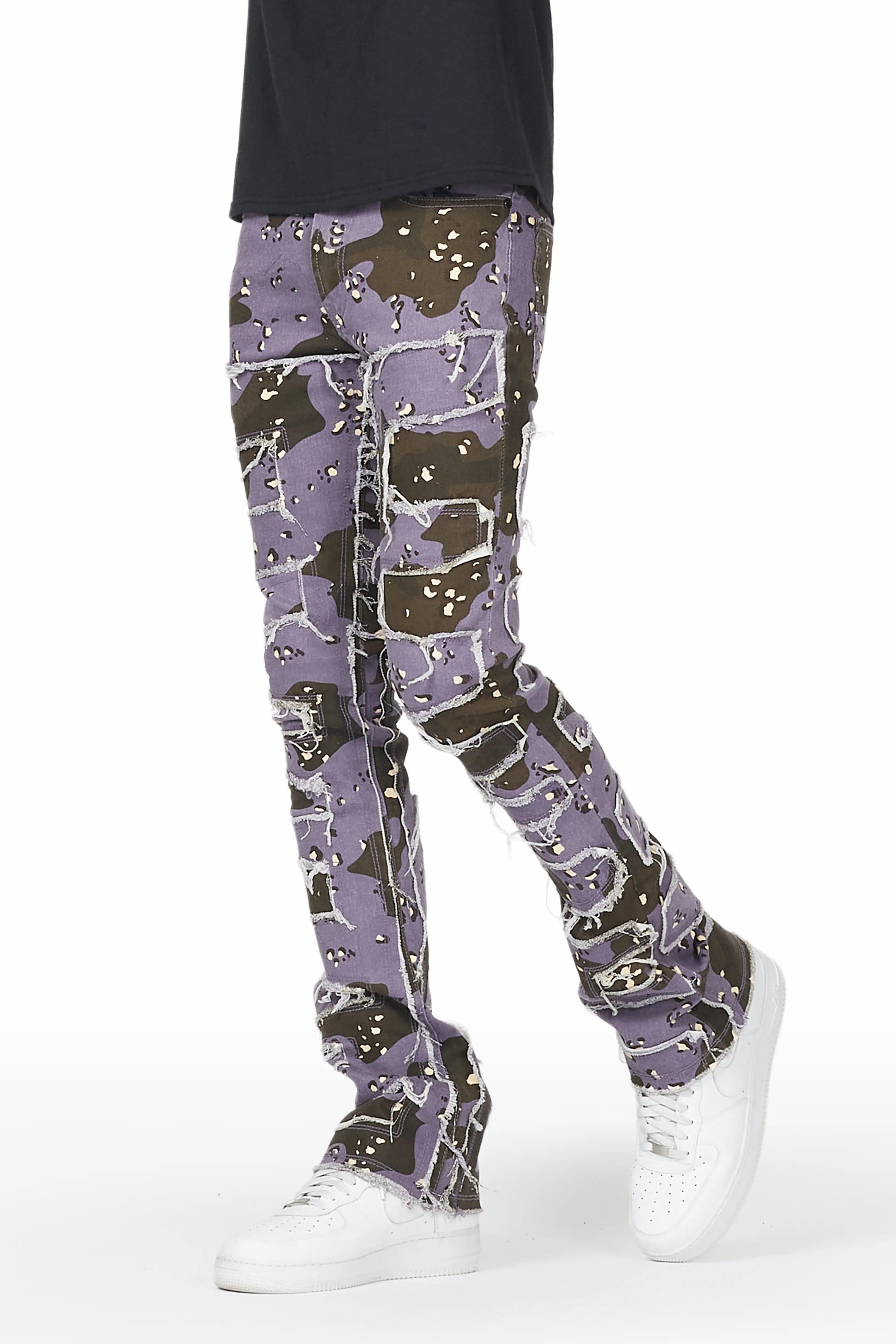 Shake Purple Camo Stacked Flare Jean Male Product Image