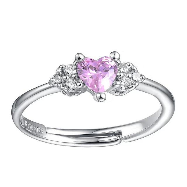 Sterling Silver Pink Ice & White Heart Cubic Zirconia Cluster Promise Ring, Womens Product Image