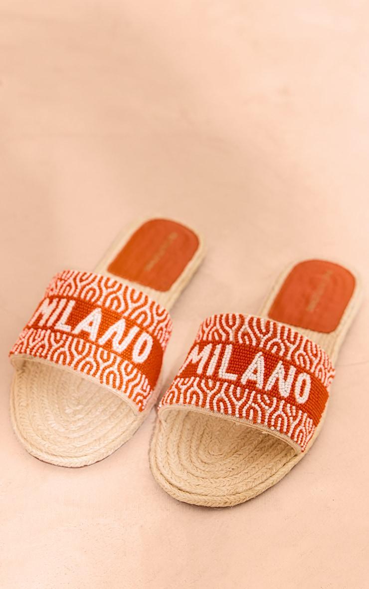 Orange Beaded Round Toe "Milano" Sequin Sandals Product Image