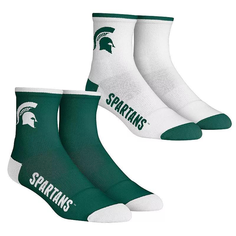 Mens Rock Em Socks Michigan State Spartans Core 2-Pack Quarter Length Sock Set Product Image