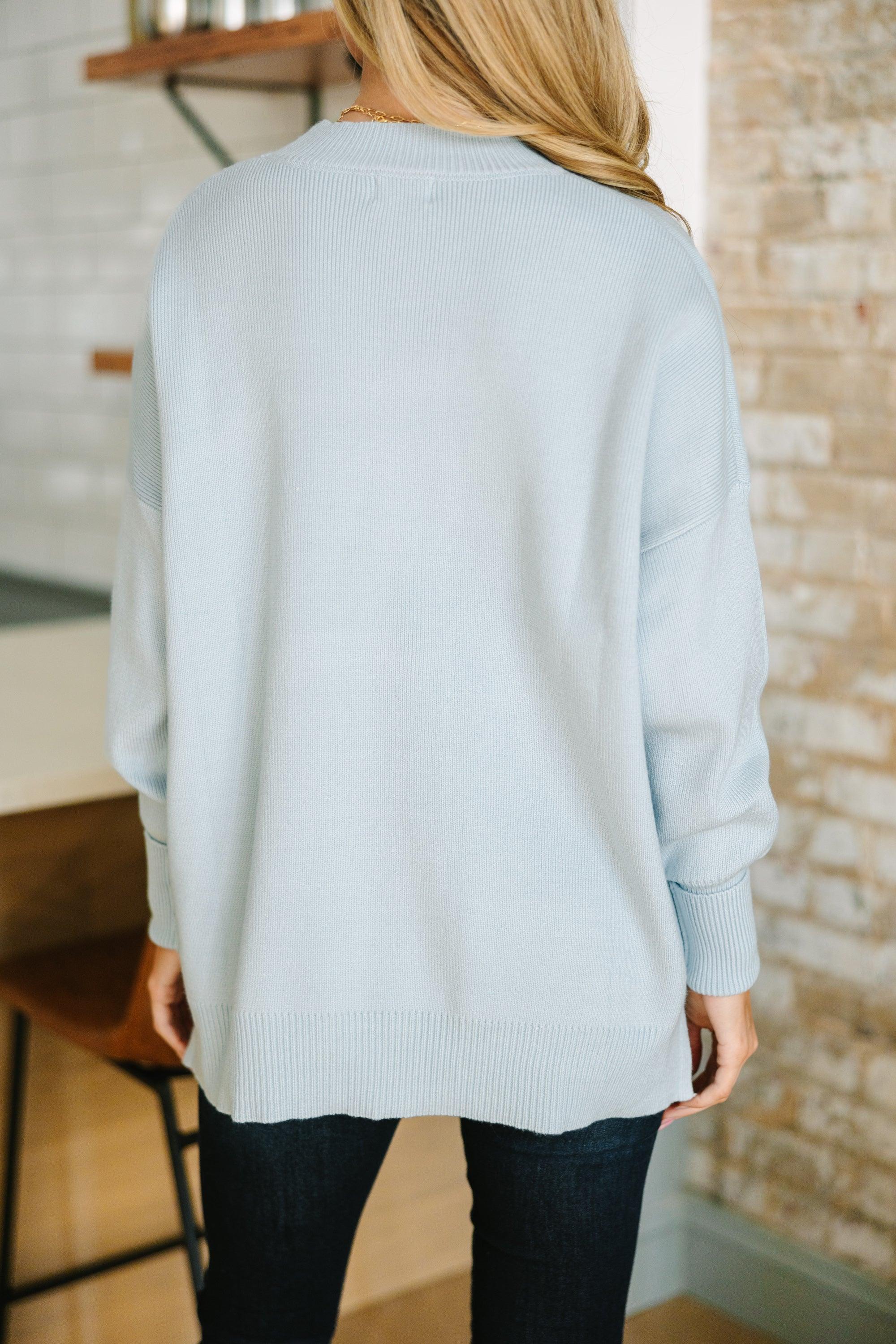 Perfectly You Light Blue Mock Neck Sweater Female Product Image