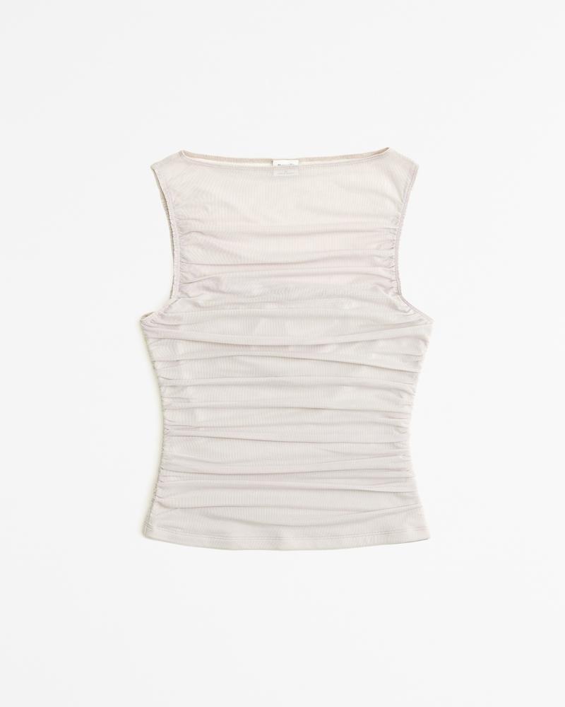 Mesh Ruched Slash Top Product Image