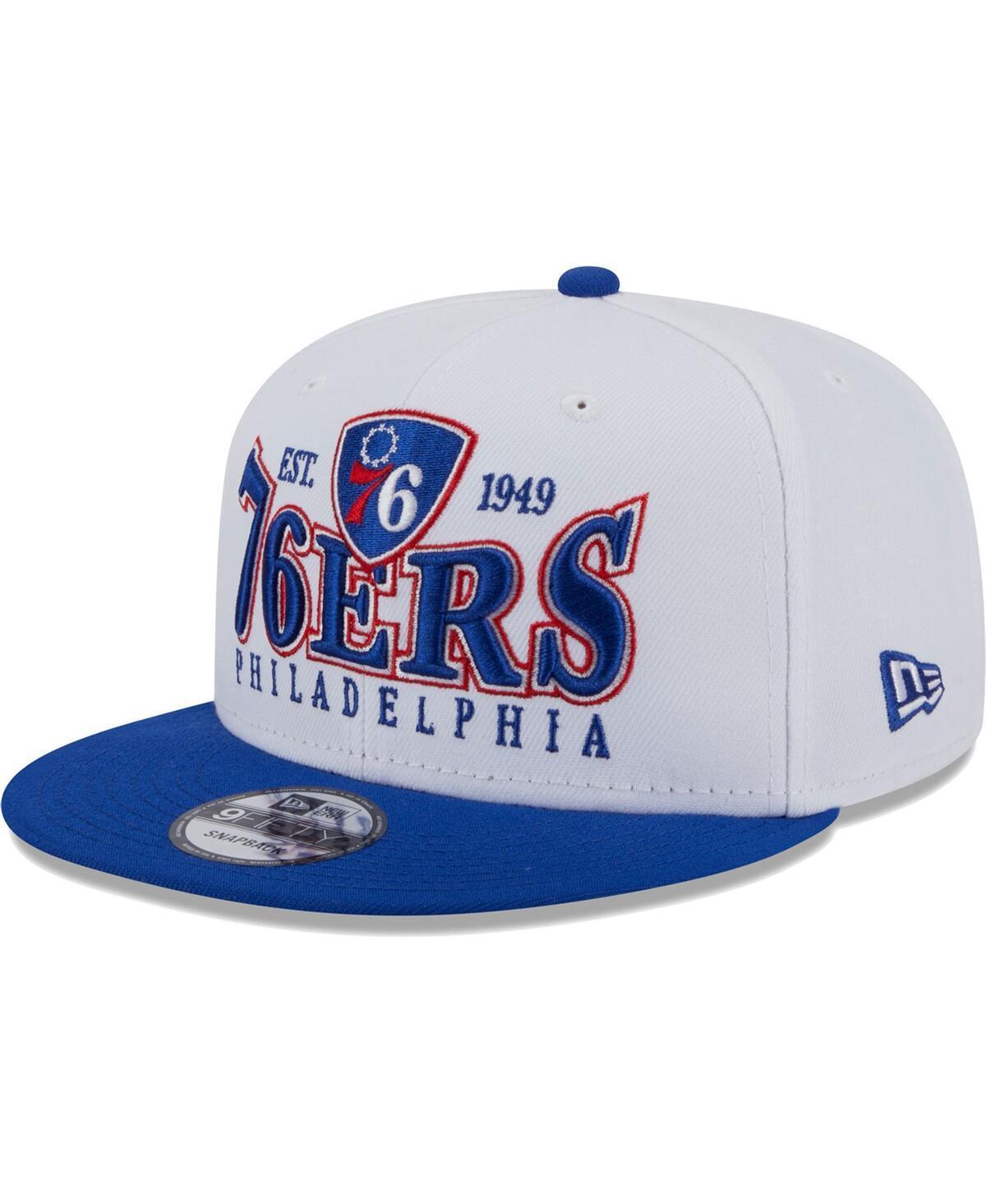 Mens New Era White Philadelphia 76ers Crest Stack 9FIFTY Snapback Hat - White Product Image