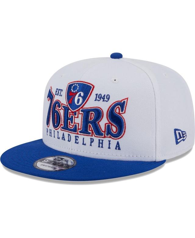 Mens New Era White Philadelphia 76ers Crest Stack 9FIFTY Snapback Hat - White Product Image