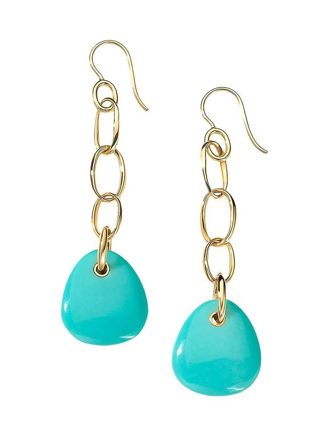 Womens Rock Candy 18K Green Gold & Turquoise Chain Drop Earrings Product Image