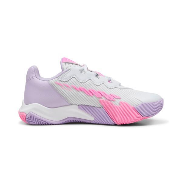 PUMA NOVA Elite Women's Court Shoes in Silver Mist/White/Vivid Violet Product Image