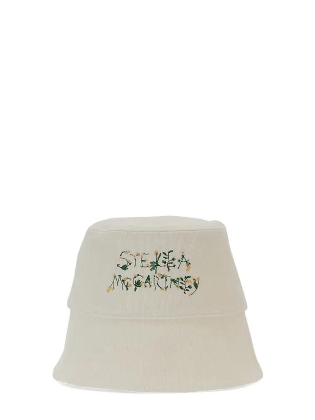 Embroidered Logo Cotton Bucket Hat In White product image