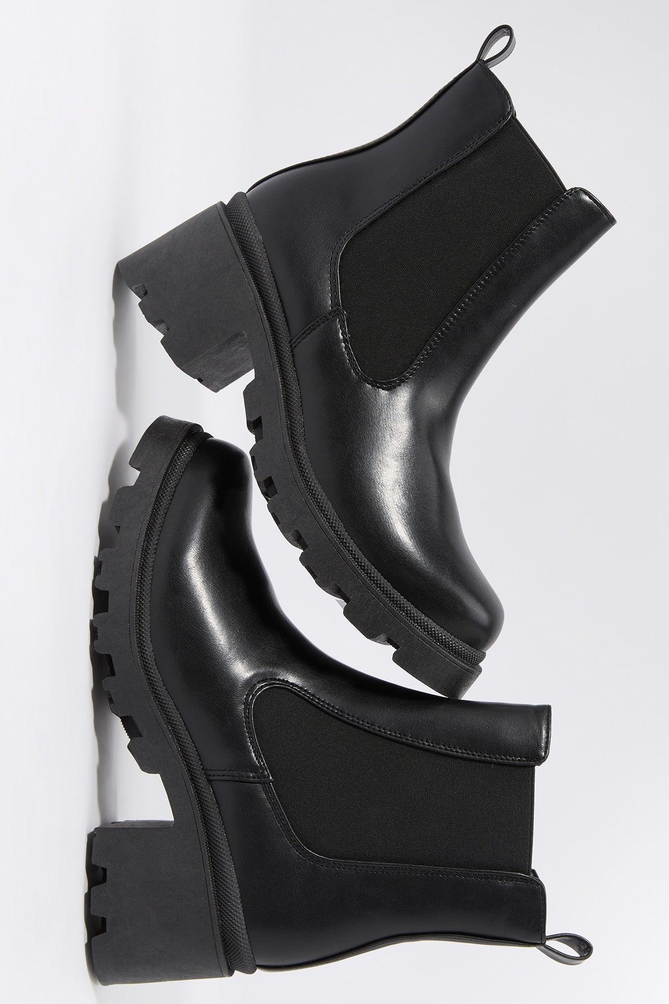 Faux Leather Heeled Gore Boot Female Product Image