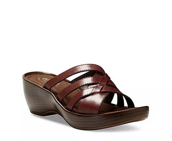 Eastland Poppy Womens Leather Slide Wedge Sandals Red Product Image