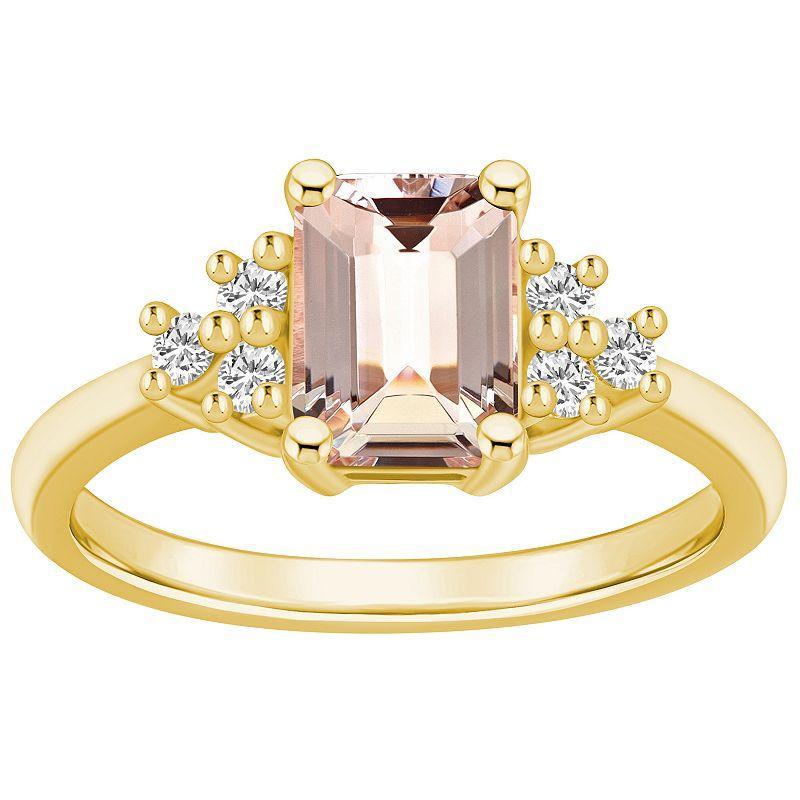 Alyson Layne 14k Gold Emerald-Cut Morganite & 1/5 Carat T.W. Diamond Ring, Womens Pink Product Image