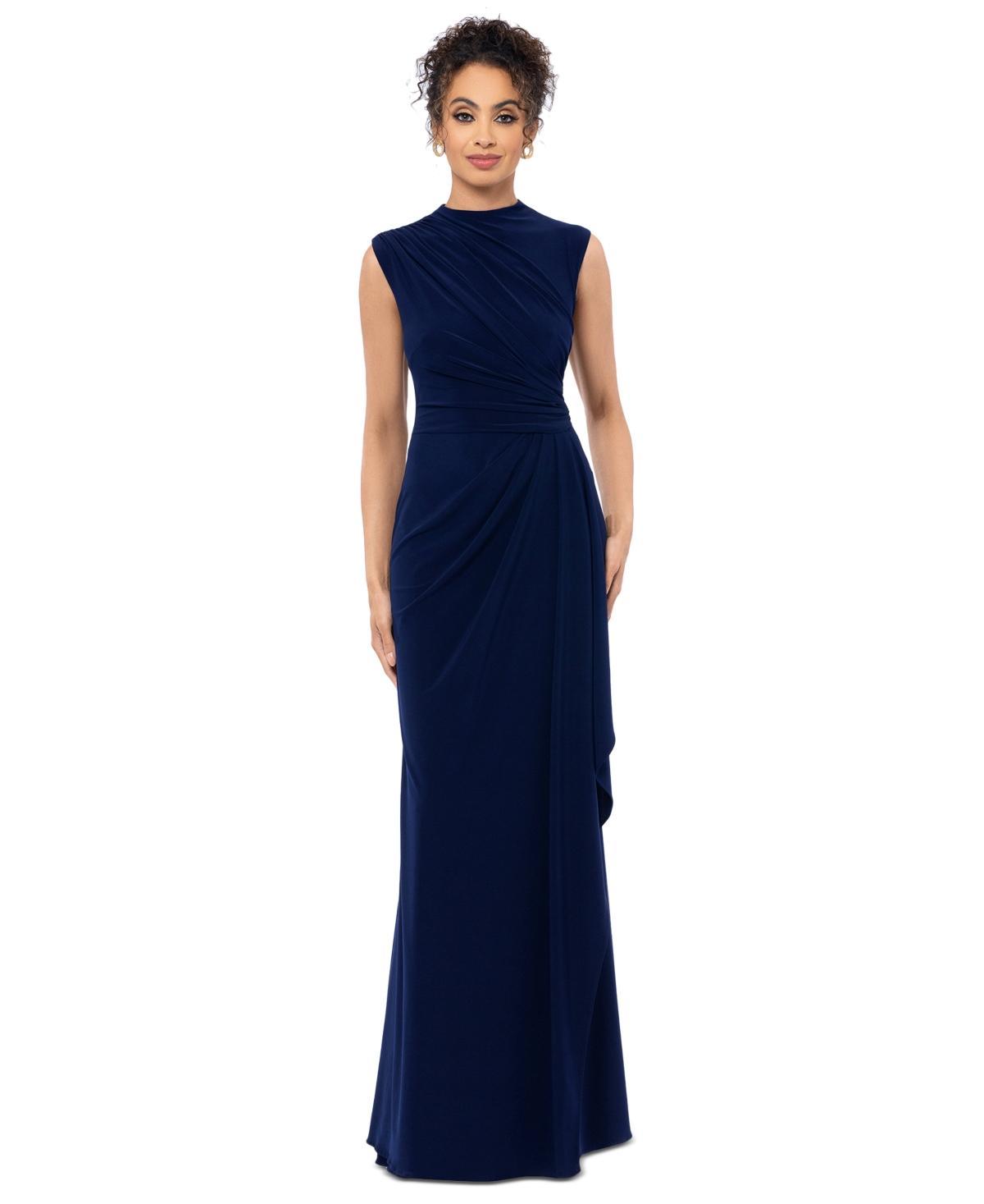 Betsy & Adam Womens Ruched Draped Gown Product Image