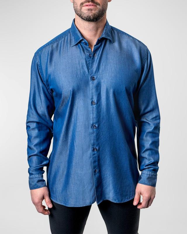 Mens Fibonacci Shiny Denim Shirt Product Image