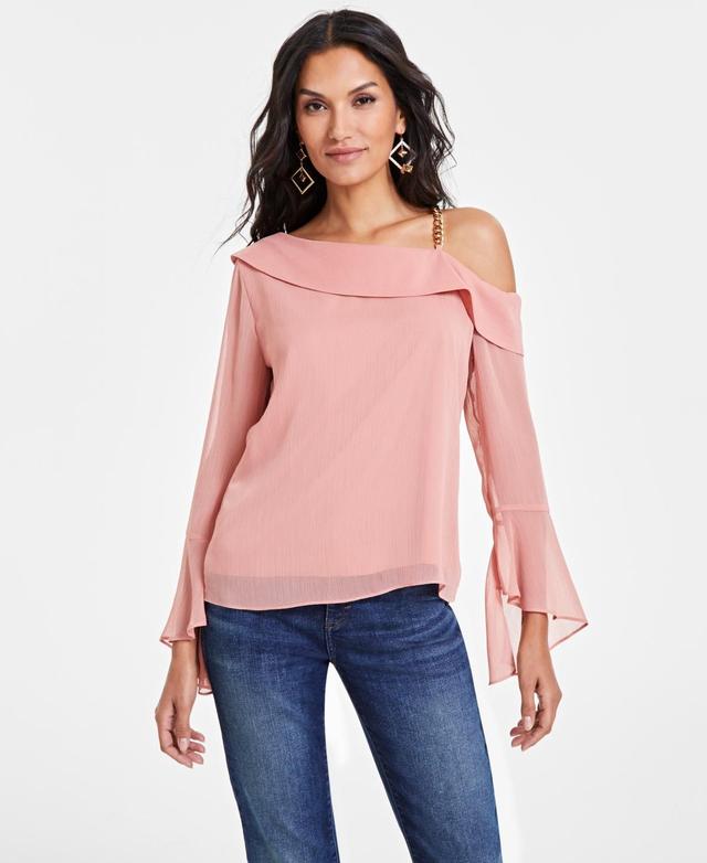 I.n.c. International Concepts Womens Asymmetric Chain-Strap Top, Created for Macys Product Image