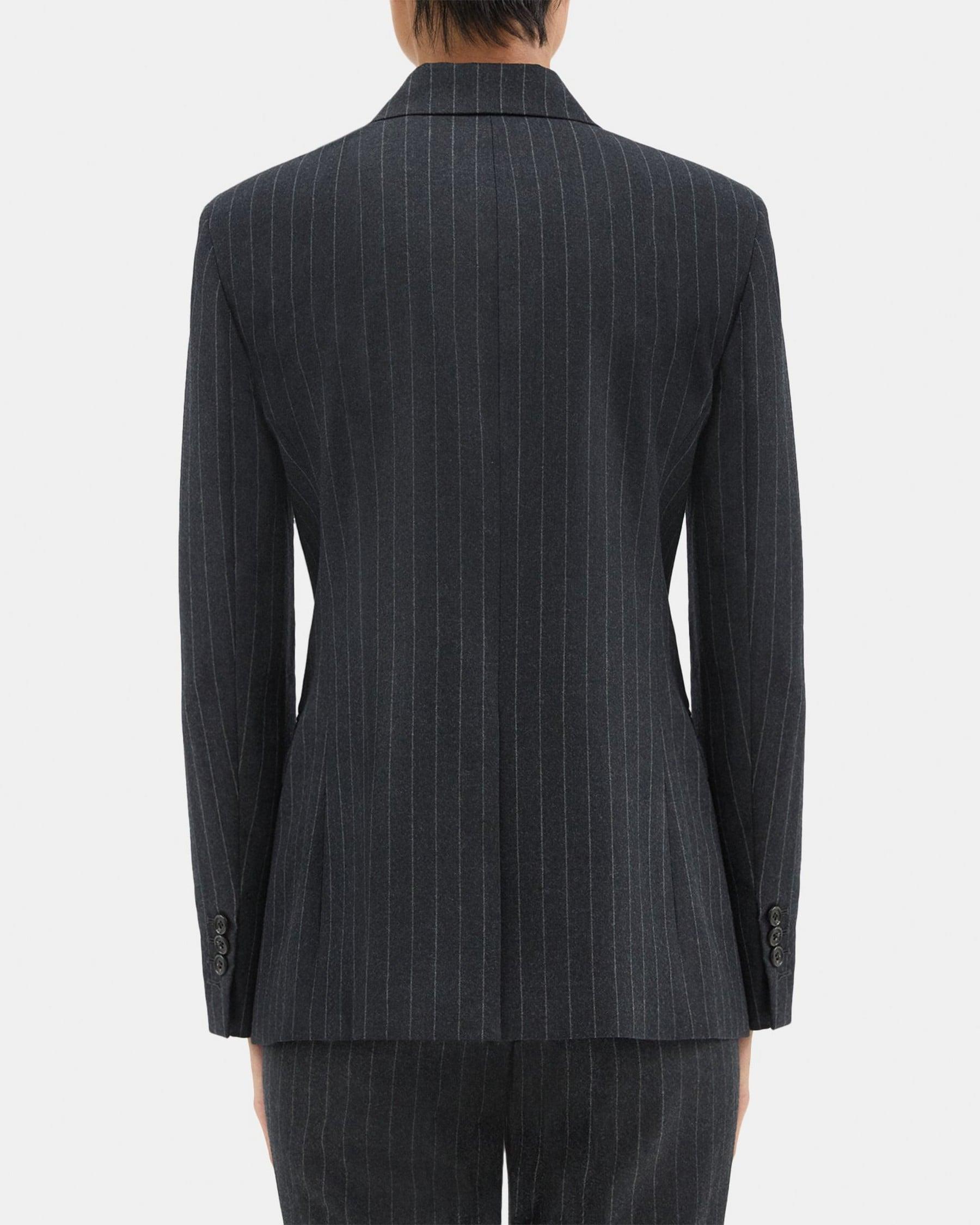 Double-Breasted Slim Blazer in Pinstripe Wool Flannel Product Image