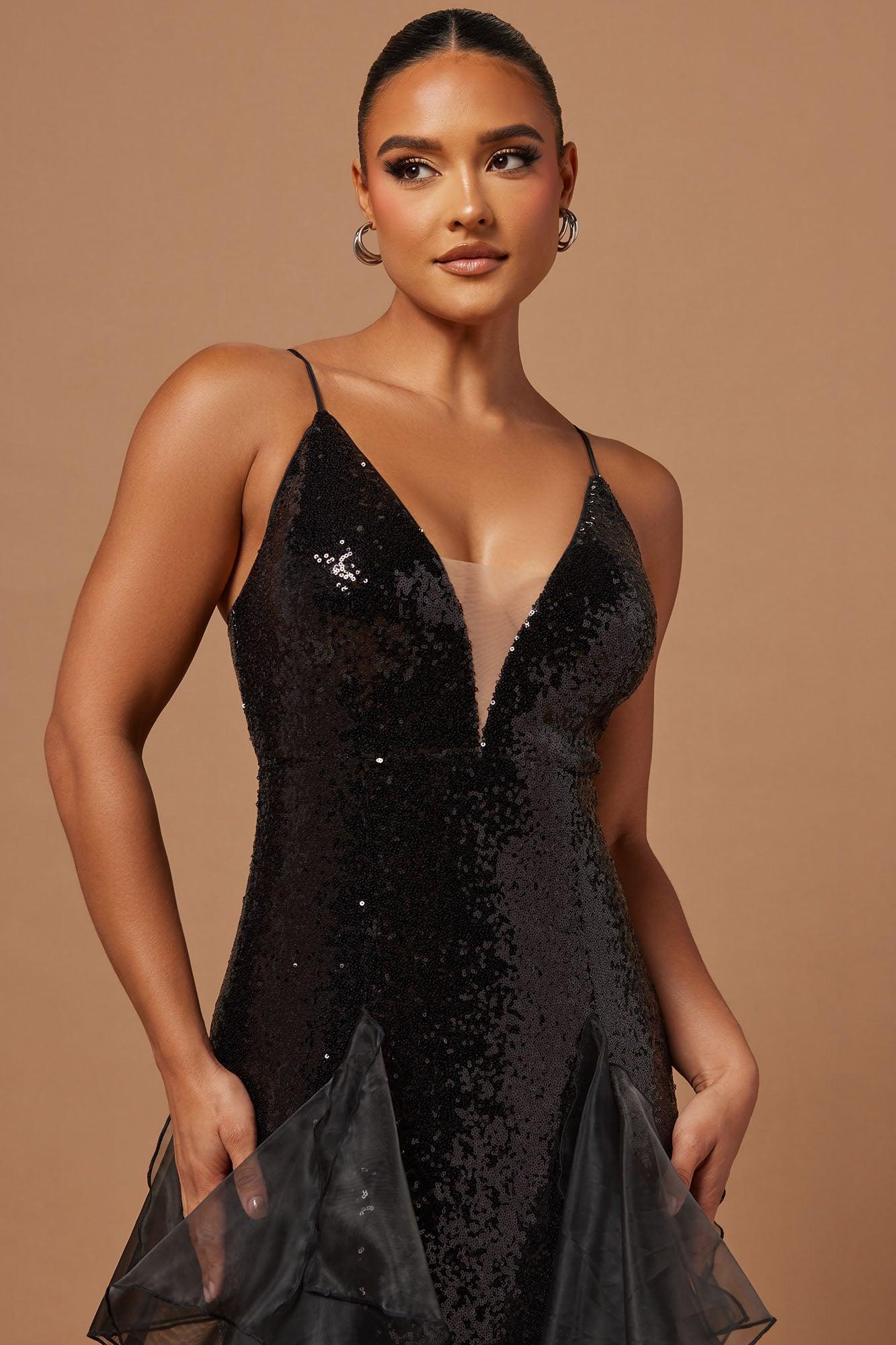 Victoria Grace Sequin Gown - Black Product Image